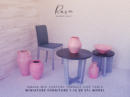 miniatura amara inspired mid century terraza mesa mini mueble casa muñecas ikea moderno 3d print model - Mito3D