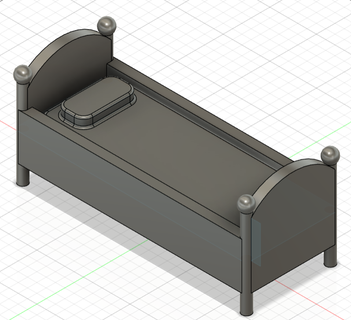 miniature bed 3d print model - Mito3D