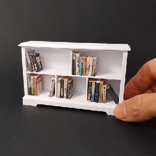 miniatura librero mueble 1 12 escala hogar casa libros gabinete muñeca ikea estantería puertas cena minúsculo 3d print model - Mito3D