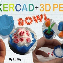 miniature bowl tinkercad 3d pen art models strawberry icecream eunny bingsoo 3d print model - Mito3D