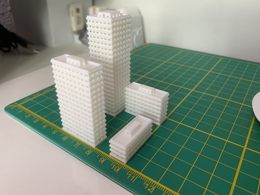 miniatura edifícios 3d impressora nivelamento calibração arquitetura modelo arranha céus representação demografia 3d print model - Mito3D