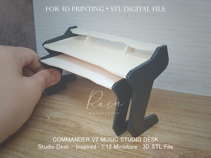 miniature commander v2 music workstation home recording desk studio furniture collection dollhouse decor 1 12 scale keyboard table enchanted miniatures studiodesk inspired 3d print model - Mito3D