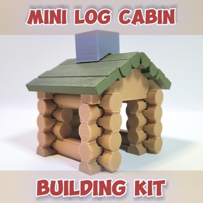 miniature desktop log cabin building kit parts included classic novelty toy mini fun nostalgia childhood wooden toys logs stackable build learn kids games 3d print model - Mito3D