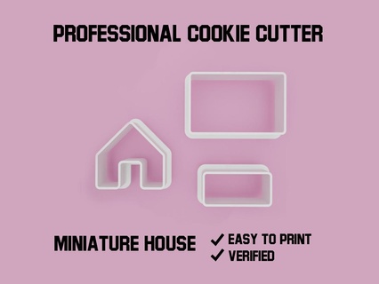miniature house cookie cutter set 3pcs cookiecutter food build ginger bread gingerbread 3d print model - Mito3D