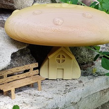 miniature house mushroom andor book greenhouse home decoration art fungus bench imaginary child toy original relaxation interior scenery gift colour pla creation living room bedroom competition organic he nature river water fish polymakerchallenge exterior bookends 3d print model - Mito3D