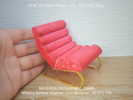 miniature maverick occasional chair williams sonoma-inspired furniture dollhouse decor 1 12 scale sonoma inspired modern design seating glamour sophistication elegance functional miniatures 3d print model - Mito3D
