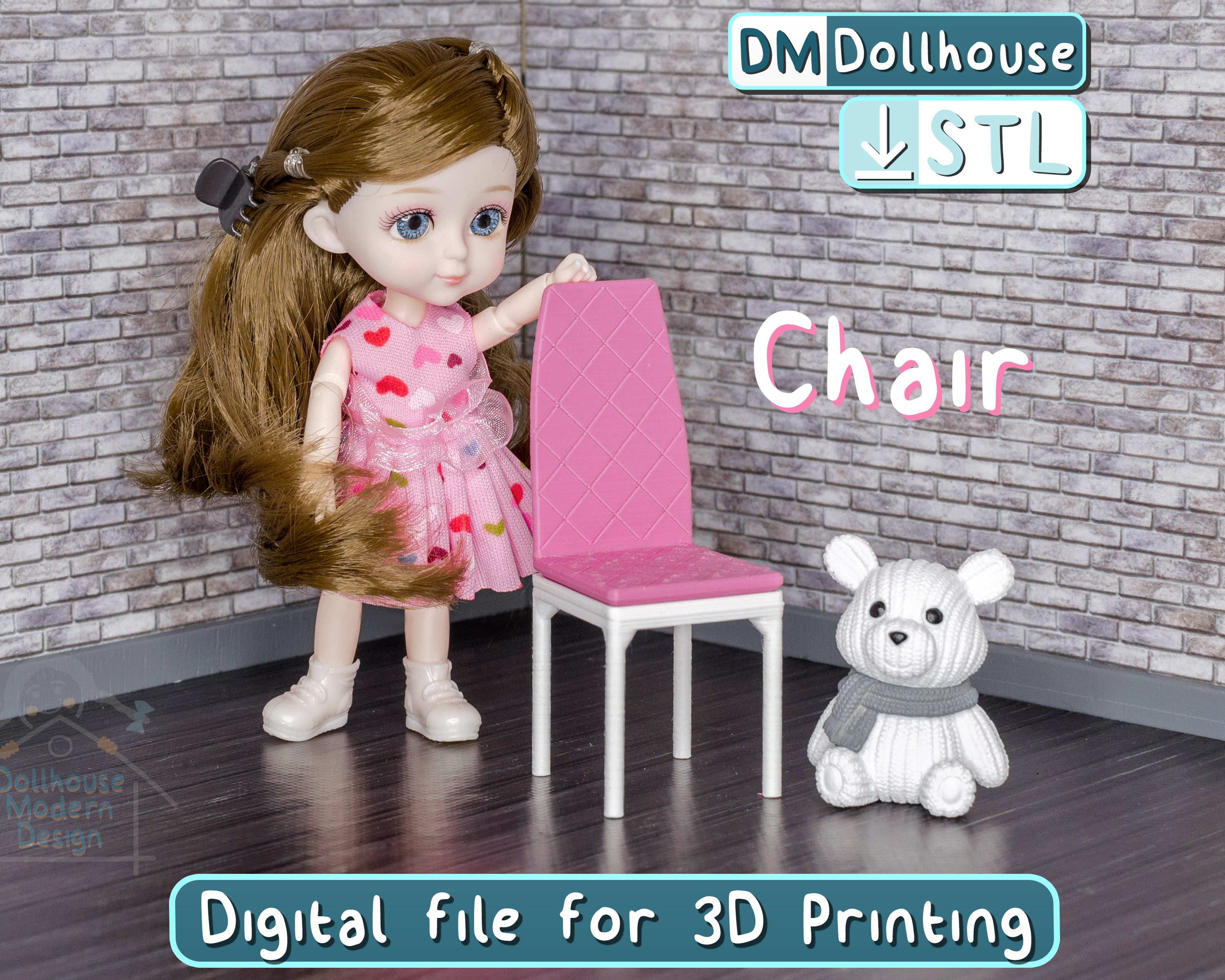 miniature model chair 1 12 scale dollhouses stl file - dollhouse furniture & accessories doll kitchen office barbie modern roombox 3D print model - Mito3D