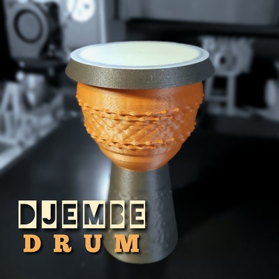 miniatura print in place 4 djembe tambor decorativo escultura arte mini musical instrumento percussão música impressão colocar escritório novidade brinquedo 3d print model - Mito3D