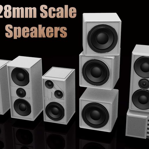miniature speakers 28mm scale art mini music sound scaled display noise marine 3D print model - Mito3D