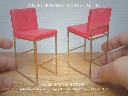 miniature williams sonoma-inspired lancaster bar stool furniture dollhouse decor 1 12 scale counter sonoma inspired glamorous style seating elegance collection 3d print model - Mito3D
