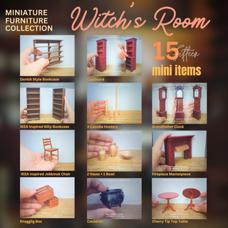 miniature witch's room furniture collection 1 12 dollhouse decor scale magical miniatures enchanted magic witchcraft mystical 3d print model - Mito3D