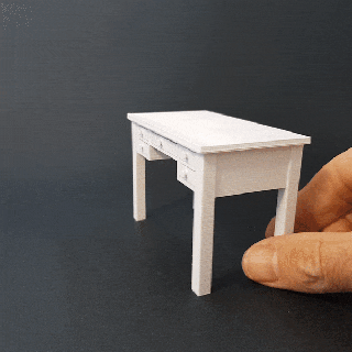 miniatura escritura escritorio silla trabajando cajones puertas miniatura mueble 1 12 escala 3d print model - Mito3D