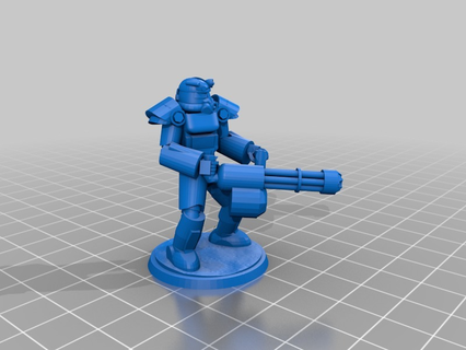 Minigun ausfallen t60 Leistung Rüstung Meeresstille retrofuturistisch 28mm 3d Drucken 3d print model - Mito3D