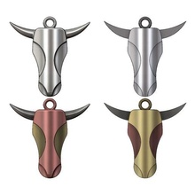 minimalista toro cabeza colgante 3d impresión modelo animal bisonte búfalo corrida vacas vaca cuerno collar joyería imprimible oro encanto pulsera plata 3d print model - Mito3D