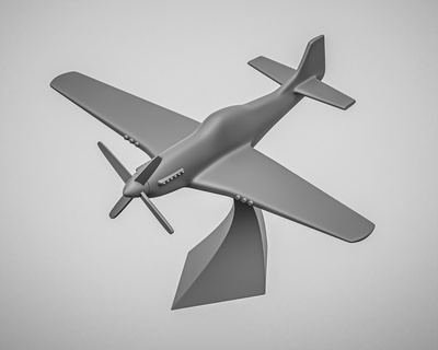 minimalist p 51 mustang 3d yazdırılabilir stl model p51 uçak jet dövüşçü 3d print model - Mito3D