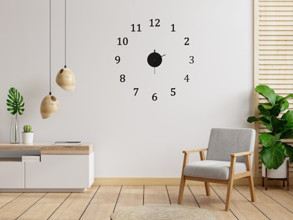 minimalista parete orologio 60 cm diametro numeri semplice facile Stampa 3d print model - Mito3D