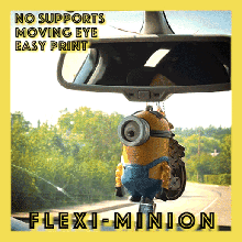 minion car hanger flexi articulated minions despicable flexible print in place moving parts bendable hinged jointed attached joined bending articulate me gru stuart 3d print model - Mito3D