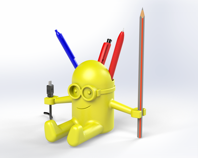minion dolma kalem Kulp destek dolma kalem Kulp destek kalem Kulp destek minion masa organizatör 3d print model - Mito3D