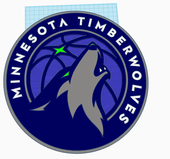 minnesota Timberwolves 22cm 29cm duvar plaklar anahtar deliği geri vidalamak binmek boyut ender 3 cr 10 Sanat Basketbol nba kurtlar takım logo plak insan mağarası monte vida 3d print model - Mito3D