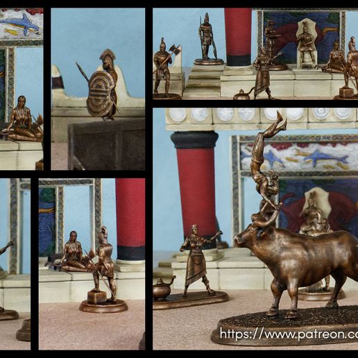 minoico palacio banquete paisaje conjunto juego miniaturas mesa ttrpg rpg histórico 32mm dnd minis 3D print model - Mito3D