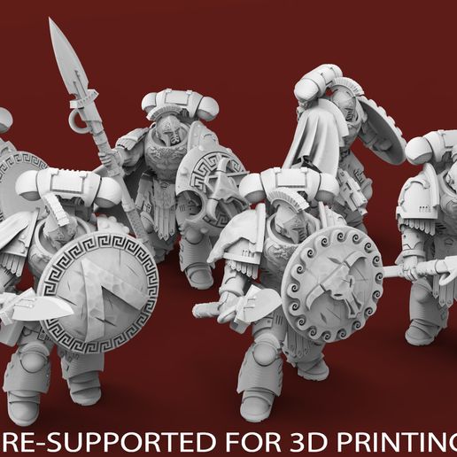 minoan lanceiros + espadachins pre supported pré suportado 3D print model - Mito3D