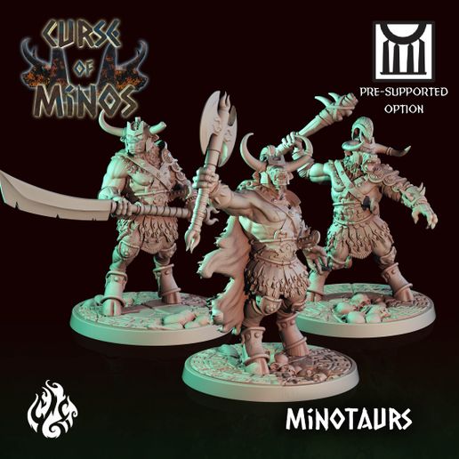 minotaur brutes game fantasy god greece rpg bull monsters maze labyrinth patreon myth dnd foundry crippled cgf 3D print model - Mito3D