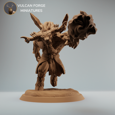 minotaur fire mage shaman fireball - pre supported game beast creature fantasy magician monster rpg mino bull magic roleplaying tabletop dungeon dnd sorcerer 3d print model - Mito3D