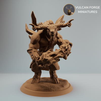 minotaur feuer magier schamane feuerball unterstützt spiel tier kreatur fantasie zauberer monster rollenspiel mino stier magie tischplatte verlies dnd 3d print model - Mito3D