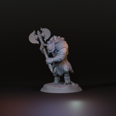 minotaur gladiator axe - dnd miniature 2 inch base pre supported game tabletop miniatures dndminiatures dndminis 3dprint dungeon rpg fantasy roleplaying warrior greek myth bull mythology greataxe 3d print model - Mito3D