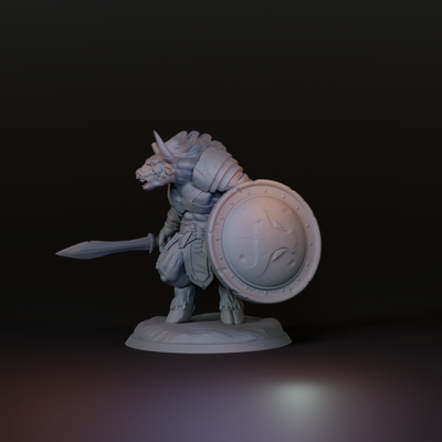 minotaur gladiator sword shield - dnd miniature 2 inch base pre supported game tabletop miniatures dndminiatures dndminis 3dprint dungeon rpg fantasy roleplaying warrior greek myth bull mythology 3d print model - Mito3D