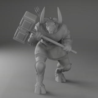 minotaur miniature Game dnd d&d dungeons and dragons warrior hammer javelins guard barbarian figurine resin model rpg tabletop 3d print model - Mito3D