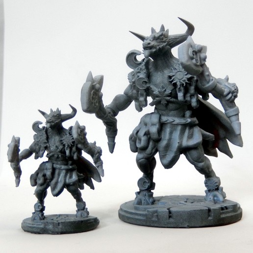 minotauro sol luna tutor miniatura bestia molestar calabozos dragones dandd 5ª edición axe doble empuñadura monster mini presupported dndmini dndminiature 3D print model - Mito3D