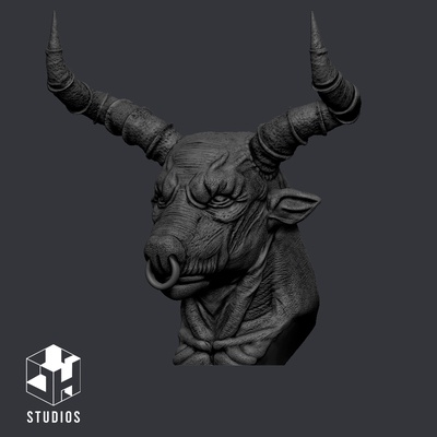 minotauro - guerrero mitologico cabeza mitologia tauro busto animal raro moonstruo 3d print model - Mito3D
