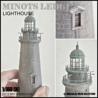 minots ledge lighthouse - n 1 160 scale model landmark arquitecture structure nscale building railroad diorama 3d print model - Mito3D