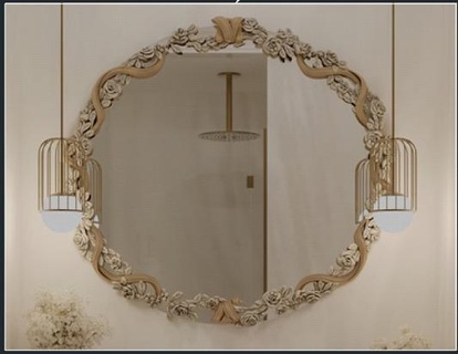 specchio arte specchio intaglio legna legno legna intaglio arte artcam cnc letto 3d print model - Mito3D