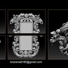 mirror classical carved frame classic carving pattern vintage antique silver baroque modern renaissance bedroom reflection rococo furniture misc ornament decoration pictureframe acccesory picture deco architectural details luxury 3d print model - Mito3D