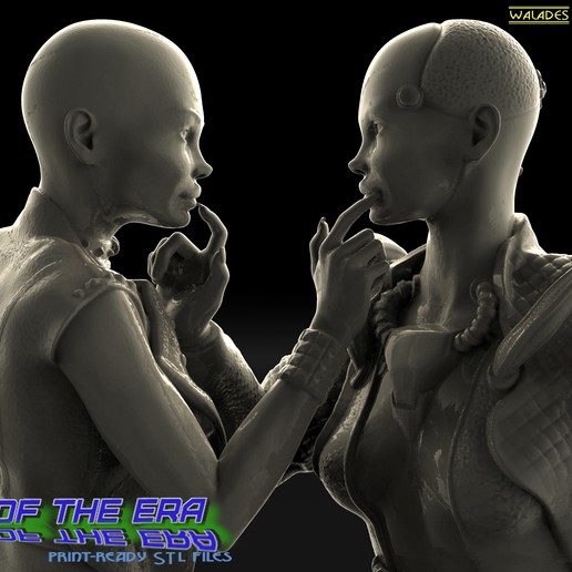 specchio epoca art altamente dettagliate cyber statuetta sculture donna 3D print model - Mito3D