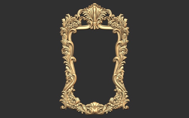 mirror frame carving home wall decorative antique vintage style wooden mounted ornate bedroom furniture interior design exterior baroque ancient luxury 3d print model - Mito3D