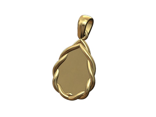 mirrored wire almond pear shaped pendant charm 3d print model rope twisted necklace tag engravable jewelry printable gold silver jewellery bail fashion bracelet 3d print model - Mito3D