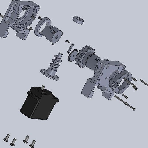 mirrored wormscrew gearbox hector robot robotics 3D print model - Mito3D