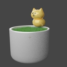 viande pot plante chat fleur mis animaux 3d print model - Mito3D