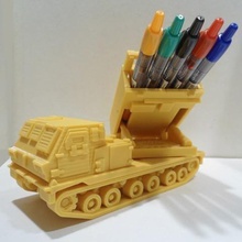 lançador de mísseis caneta porta-lápis gadget 2019 tanque a arte militar modelo 3d impressão área trabalho office 3d print model - Mito3D