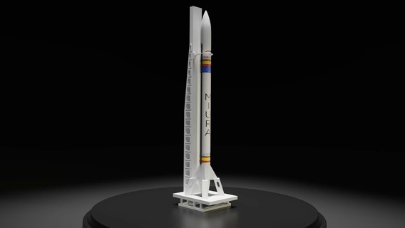 miura-1 rocket + launch tower pld space stl format miura1 science scale 3d print model - Mito3D