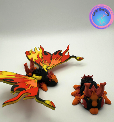 combinação mista fogo traça comercial fofa animal criatura articulado flexi chaveiro joalheria suporte nosupports multicolorido ams arte brinquedo camarada 3d print model - Mito3D