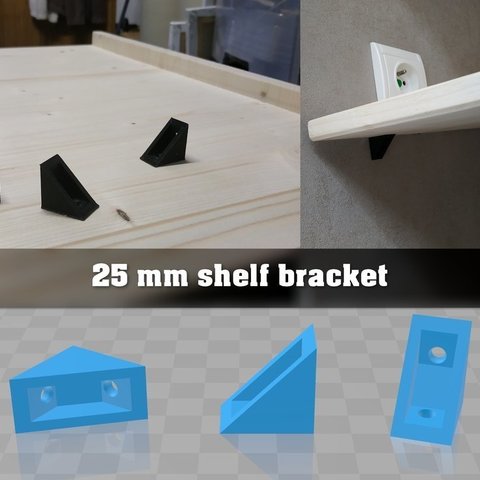 25mm shelf bracket home household supplies support shelves 3D print model - Mito3D