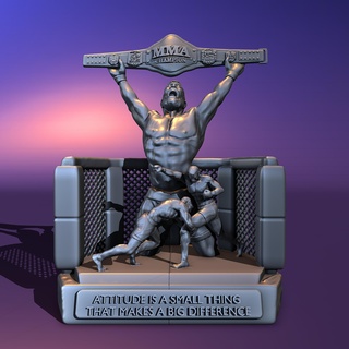 mma motivation trophée martial arts bats boxe Jiu Jitsu 3d print model - Mito3D
