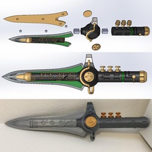 mmpr dragon dagger various green ranger sentai cosplay mighty morphin sword power rangers 3d print model - Mito3D