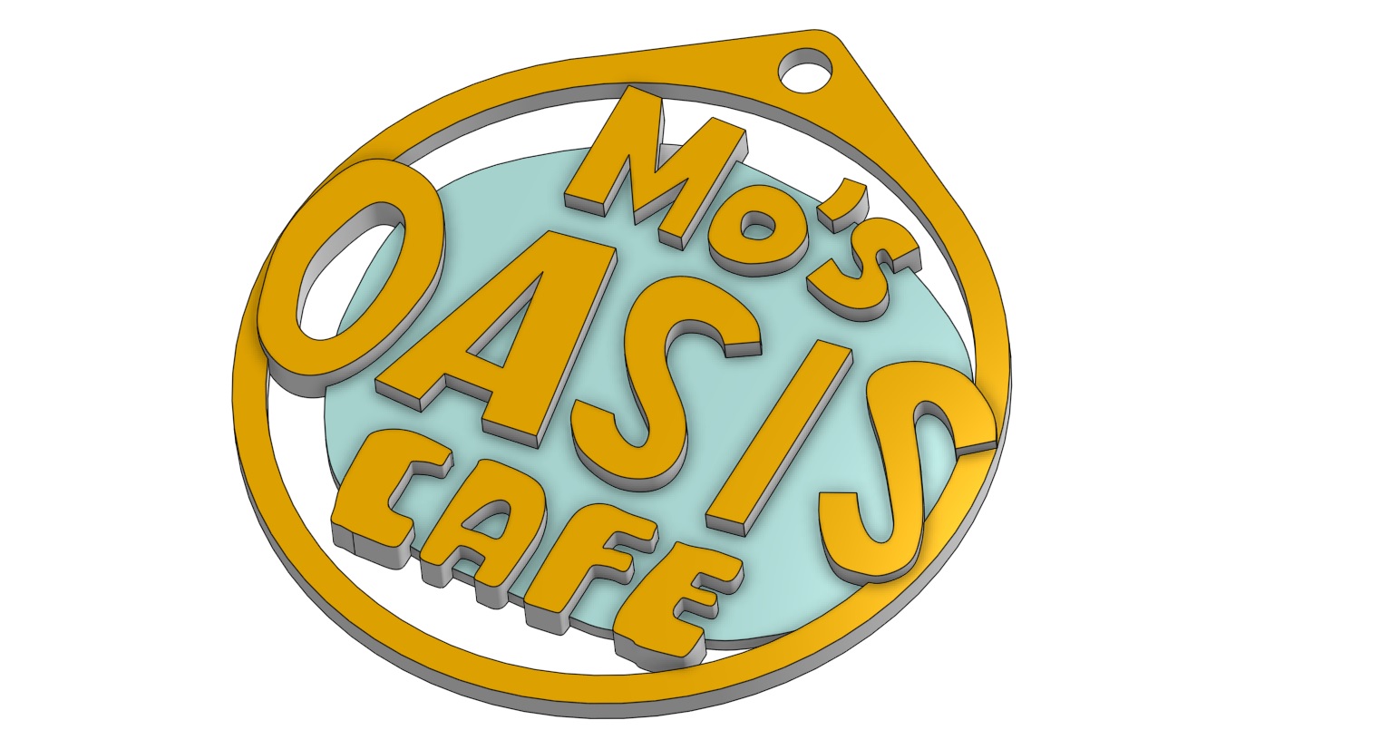 mo's oásis cafeteria criança cósmico chaveiro arte 3D print model - Mito3D