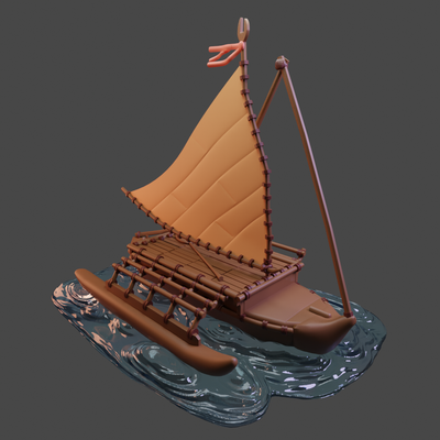 moana bote funko pop disney art modeling art boat adventures animation toy poly design maui 3d print model - Mito3D