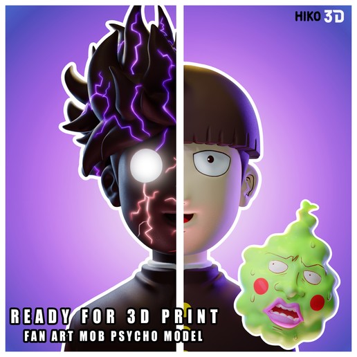 100 mafya psiko - 3d fanart sanat funko öğrenci çocuk tv karakter ekubo dimple ruh hayalet anime çizgi film yüz dizi yeşil şekil heykelcik Japonya mobpsycho100 mobpsycho heykeltraşlık baş shigeo kageyama kol heykel oyuncak 3D print model - Mito3D